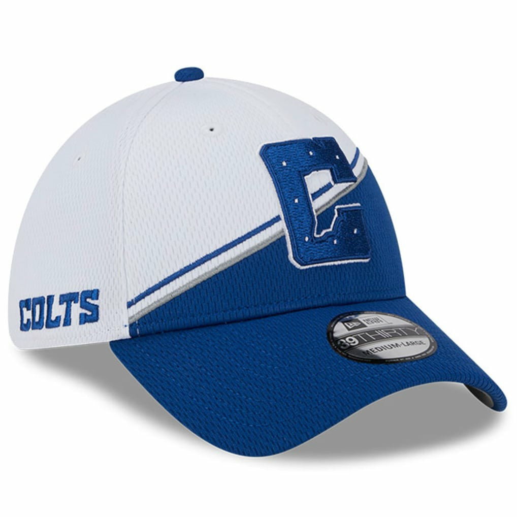 Indianapolis Colts New Era 2023 Sideline 39THIRTY Flex Hat White/Royal - NFL