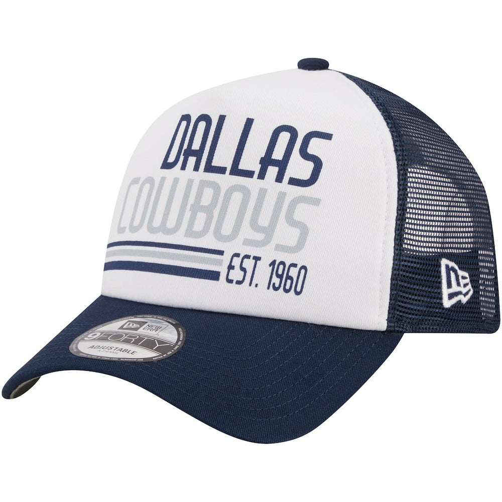 Dallas Cowboys New Era Stacked A-Frame Trucker 9FORTY Adjustable Hat White/Navy - NFL