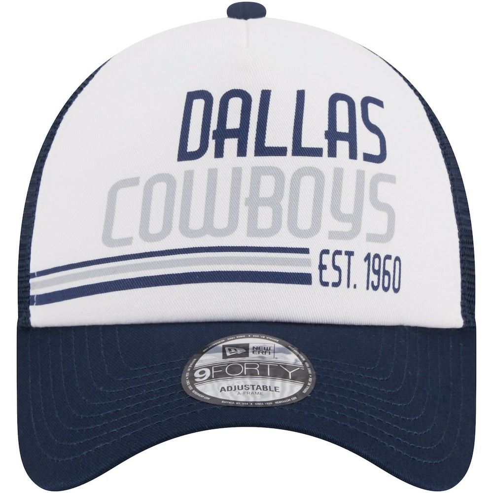 Dallas Cowboys New Era Stacked A-Frame Trucker 9FORTY Adjustable Hat White/Navy - NFL