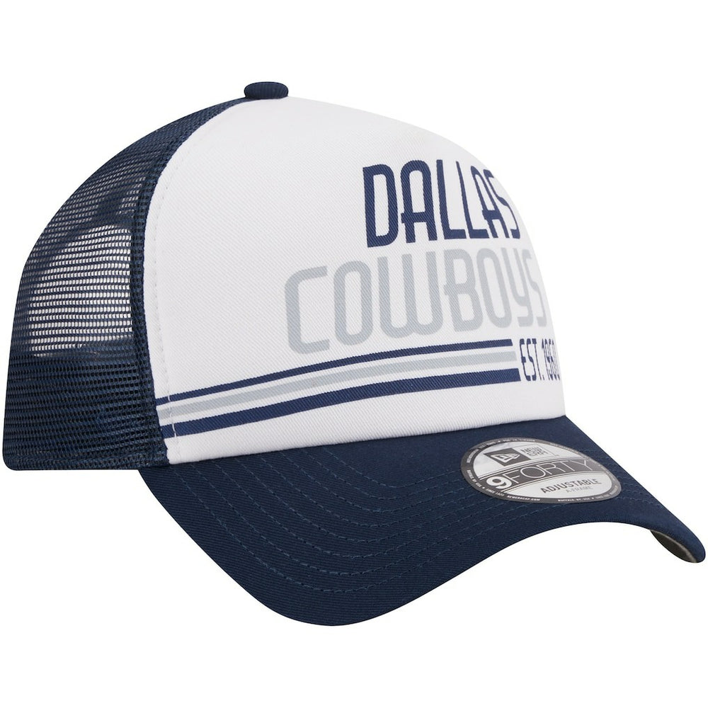 Dallas Cowboys New Era Stacked A-Frame Trucker 9FORTY Adjustable Hat White/Navy - NFL