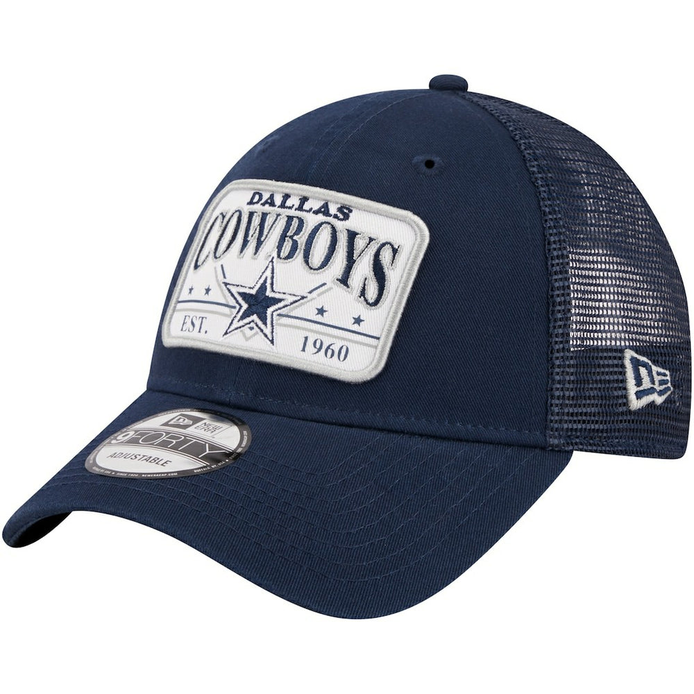 Dallas Cowboys New Era Plate 9FORTY Trucker Adjustable Hat Navy - NFL