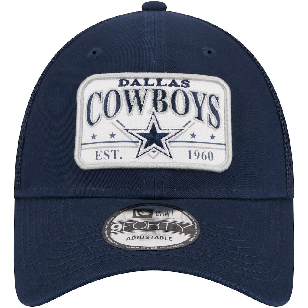 Dallas Cowboys New Era Plate 9FORTY Trucker Adjustable Hat Navy - NFL