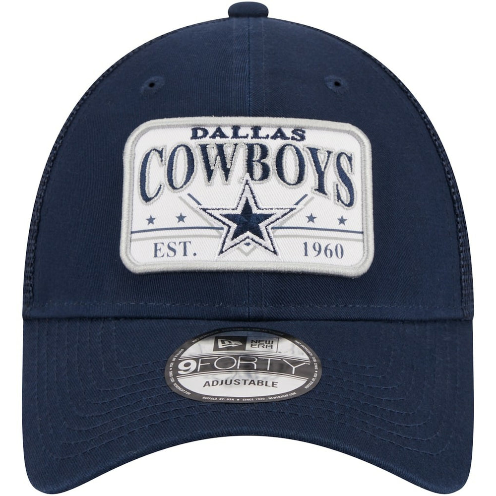 Dallas Cowboys New Era Plate 9FORTY Trucker Adjustable Hat Navy - NFL