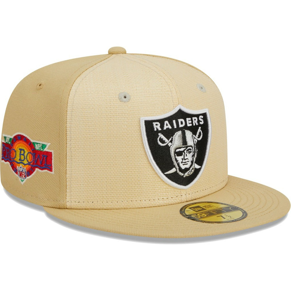 Las Vegas Raiders New Era Raffia Front 59FIFTY Fitted Hat Khaki - NFL