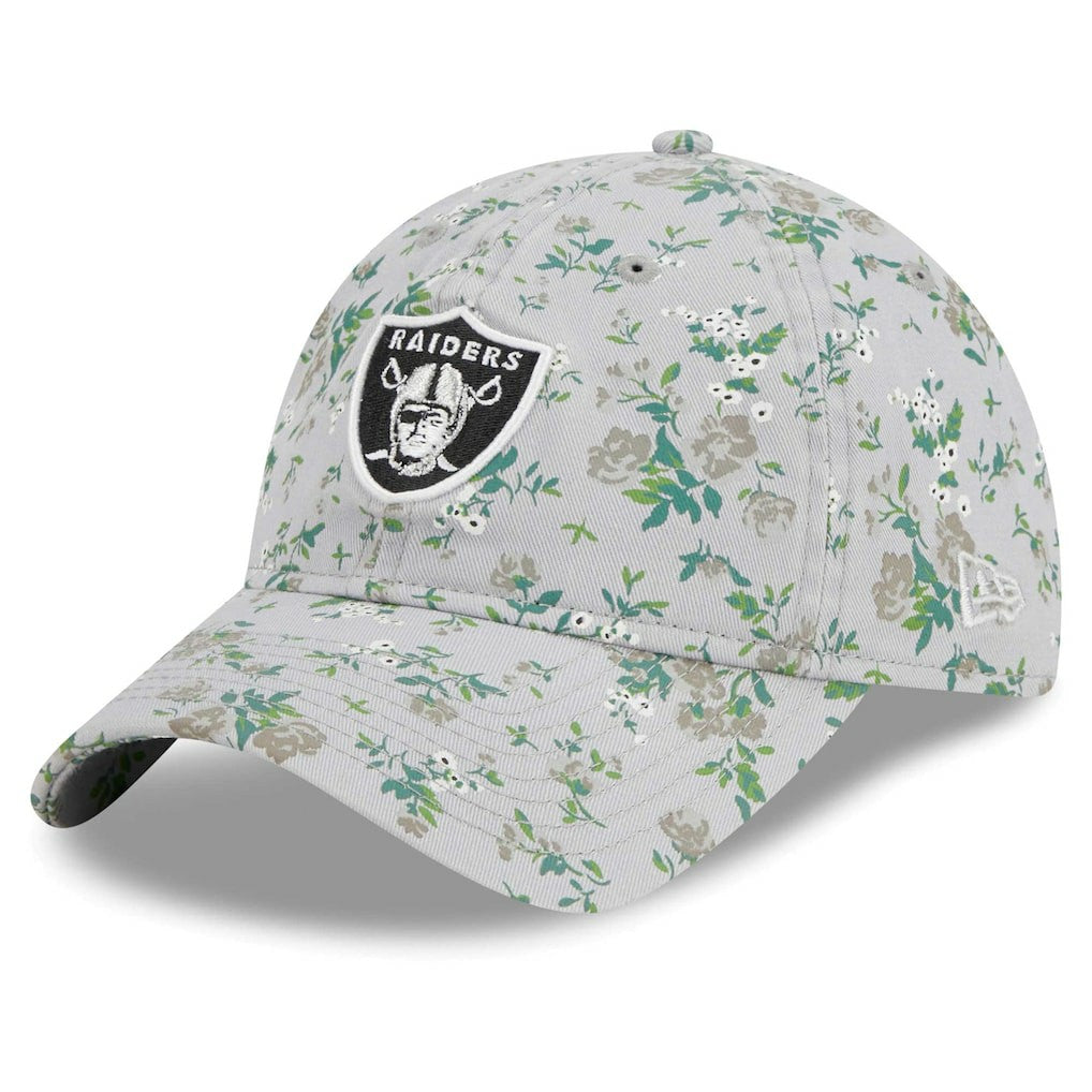 Las Vegas Raiders New Era Girls Youth Bouquet 9TWENTY Adjustable Hat Gray - NFL
