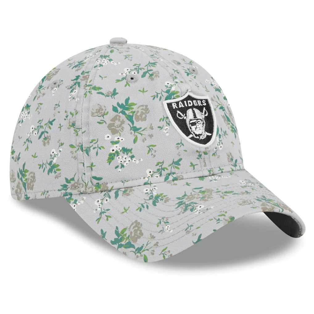 Las Vegas Raiders New Era Girls Youth Bouquet 9TWENTY Adjustable Hat Gray - NFL