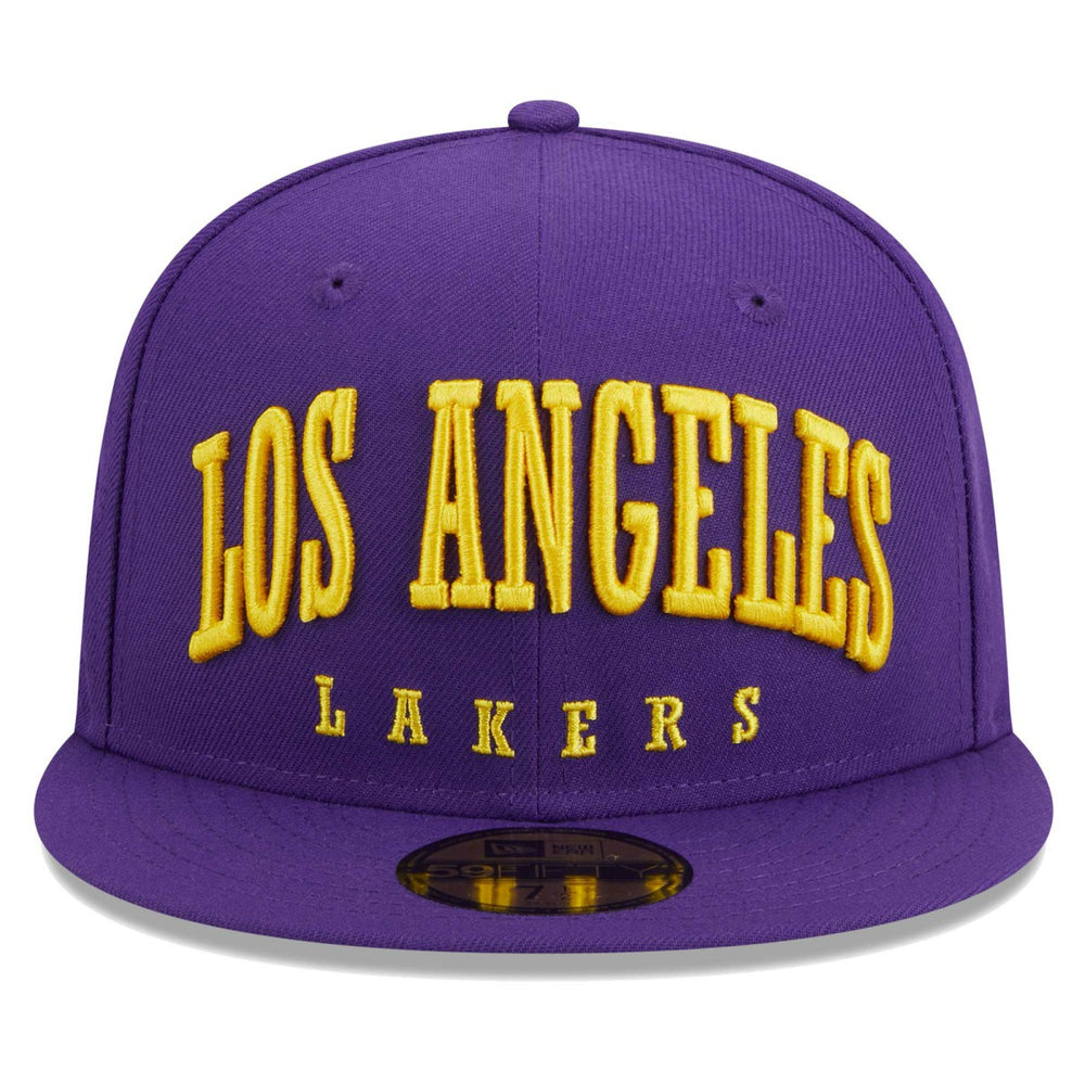 New Era - Los Angeles Lakers Big Arch Text 59FIFTY Fitted Hat - Purple