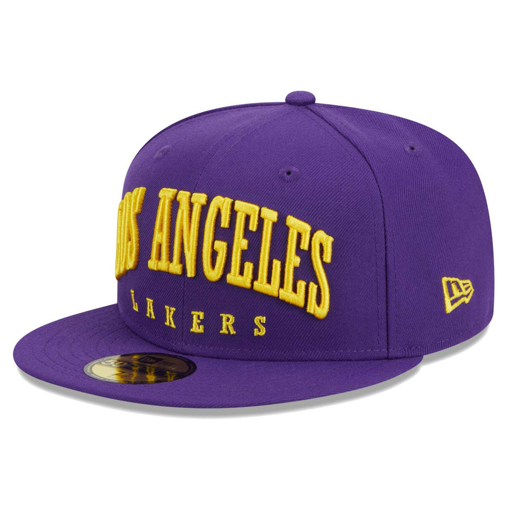 New Era - Los Angeles Lakers Big Arch Text 59FIFTY Fitted Hat - Purple