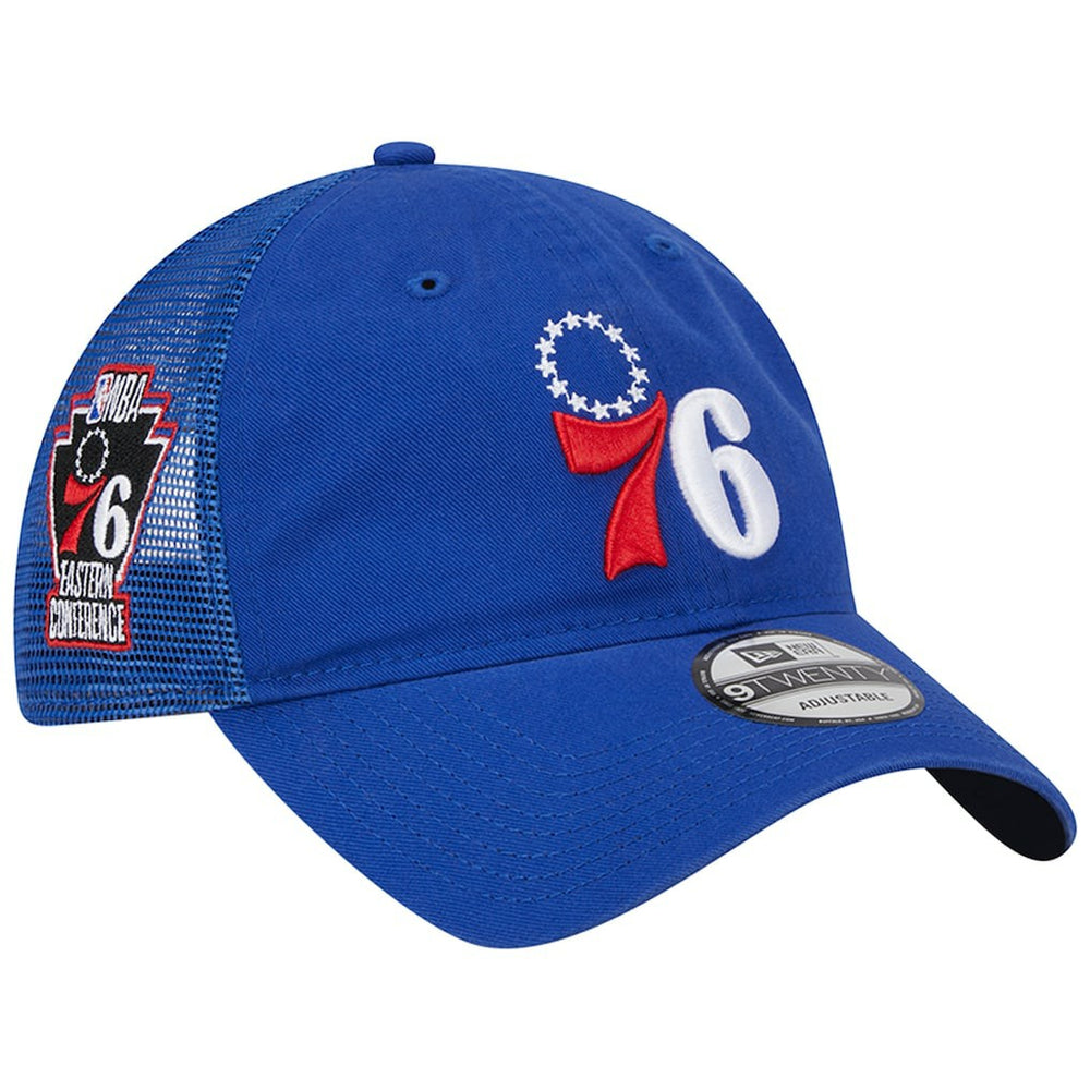 New Era - Philadelphia 76ers Distinct Side Patch Trucker 9TWENTY Adjustable Hat - Royal