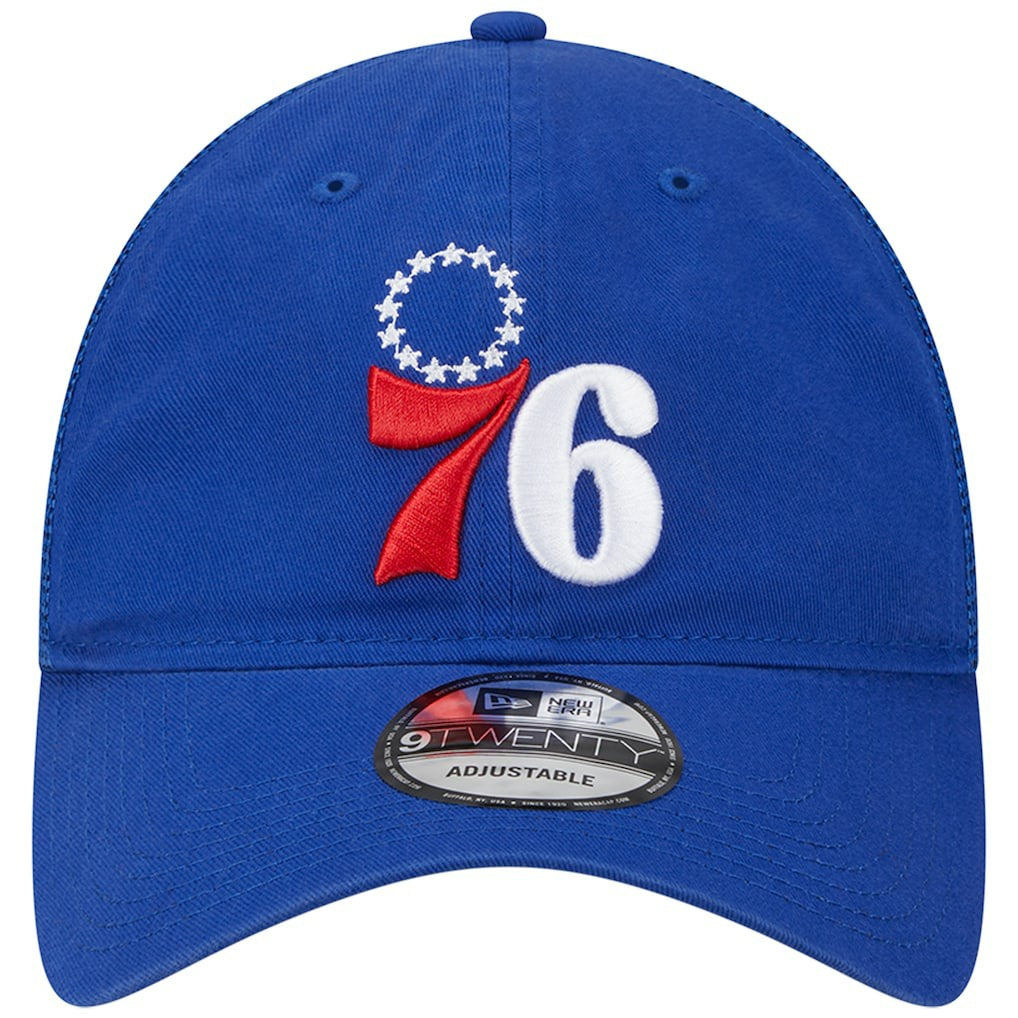 New Era - Philadelphia 76ers Distinct Side Patch Trucker 9TWENTY Adjustable Hat - Royal