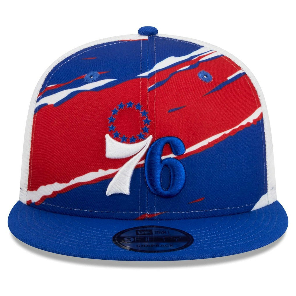 New Era - Philadelphia 76ers Tear Trucker 9FIFTY Adjustable Hat - Royal/White