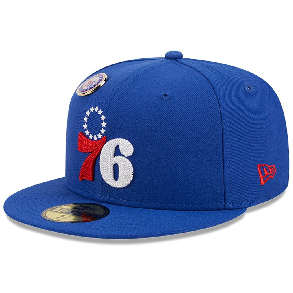 New Era - Philadelphia 76ers Chainstitch Logo Pin 59FIFTY Fitted Hat - Royal
