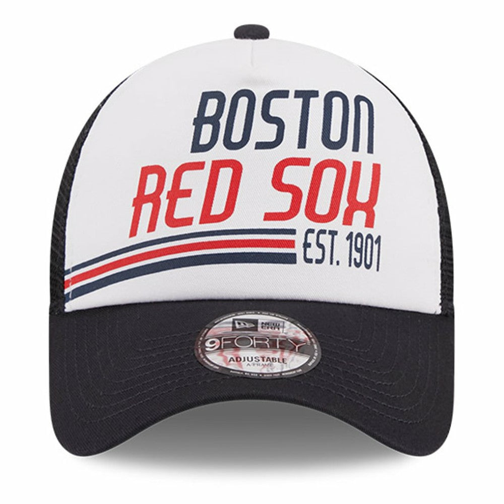 Boston Red Sox New Era Stacked A-Frame Trucker 9FORTY Adjustable Hat Clearance