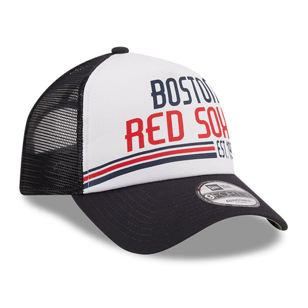 Boston Red Sox New Era Stacked A-Frame Trucker 9FORTY Adjustable Hat Clearance