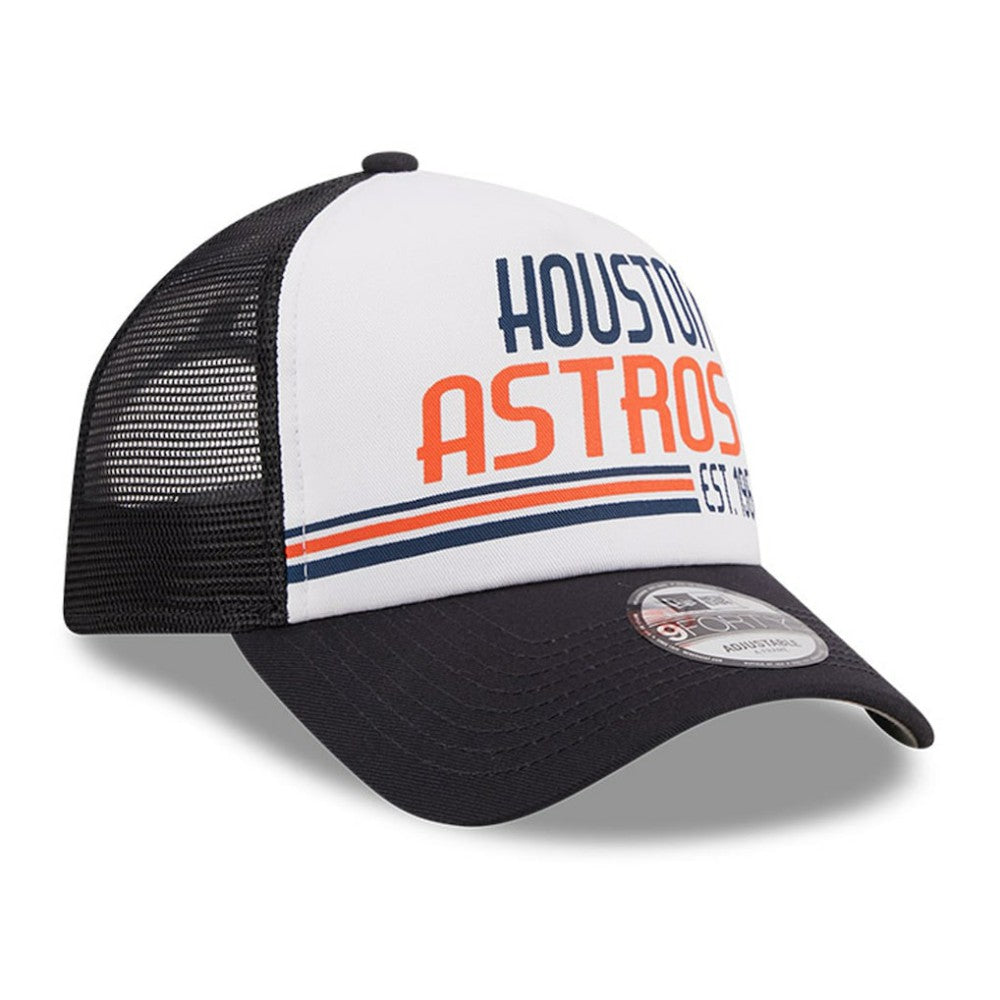 Houston Astros New Era Stacked A-Frame Trucker 9FORTY Adjustable Hat Lifestyle