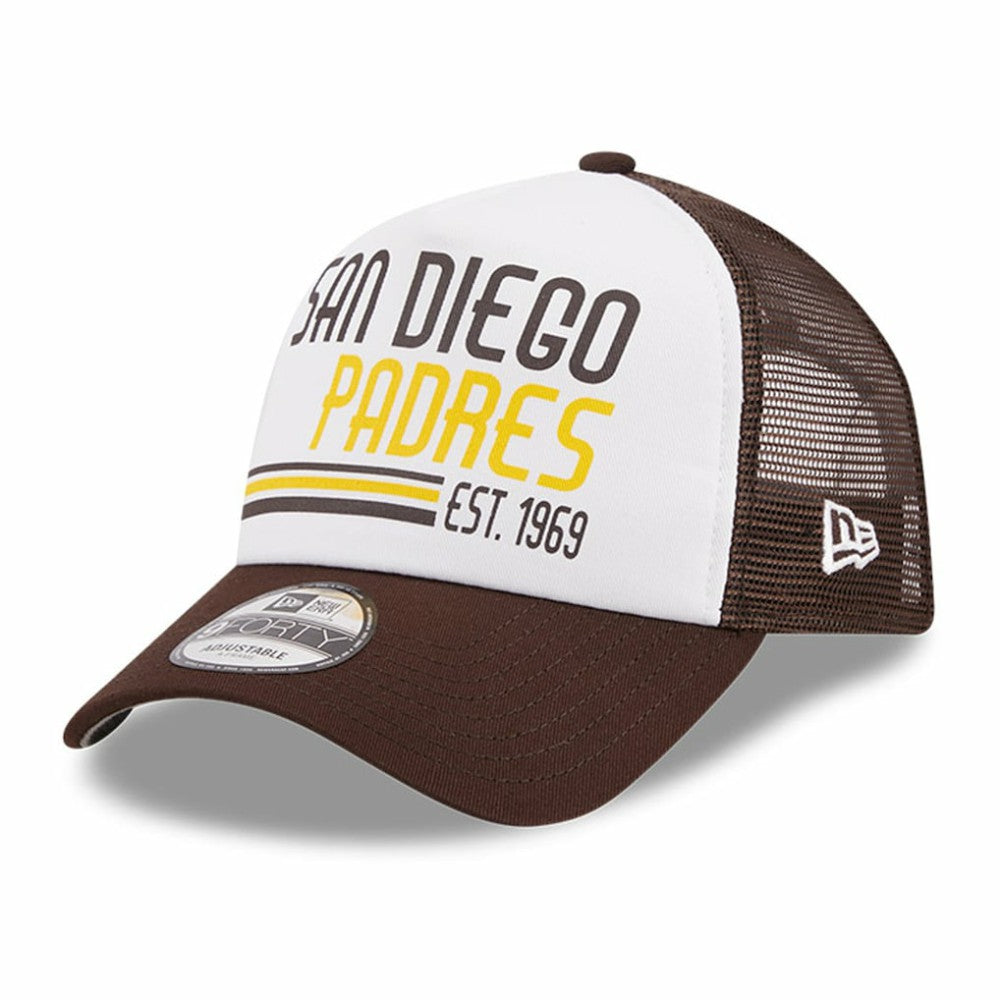 San Diego Padres New Era Stacked A-Frame Trucker 9FORTY Adjustable Hat On Sale