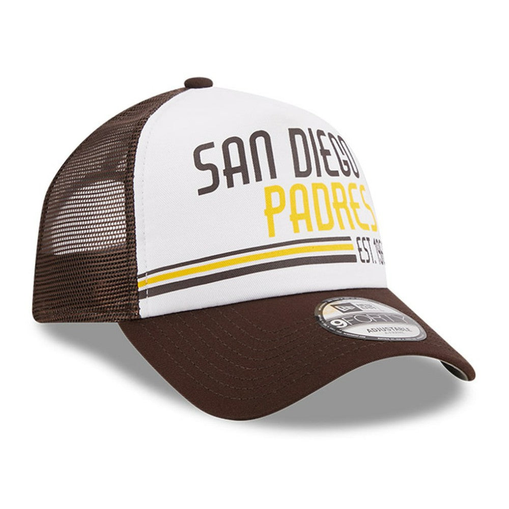 San Diego Padres New Era Stacked A-Frame Trucker 9FORTY Adjustable Hat On Sale