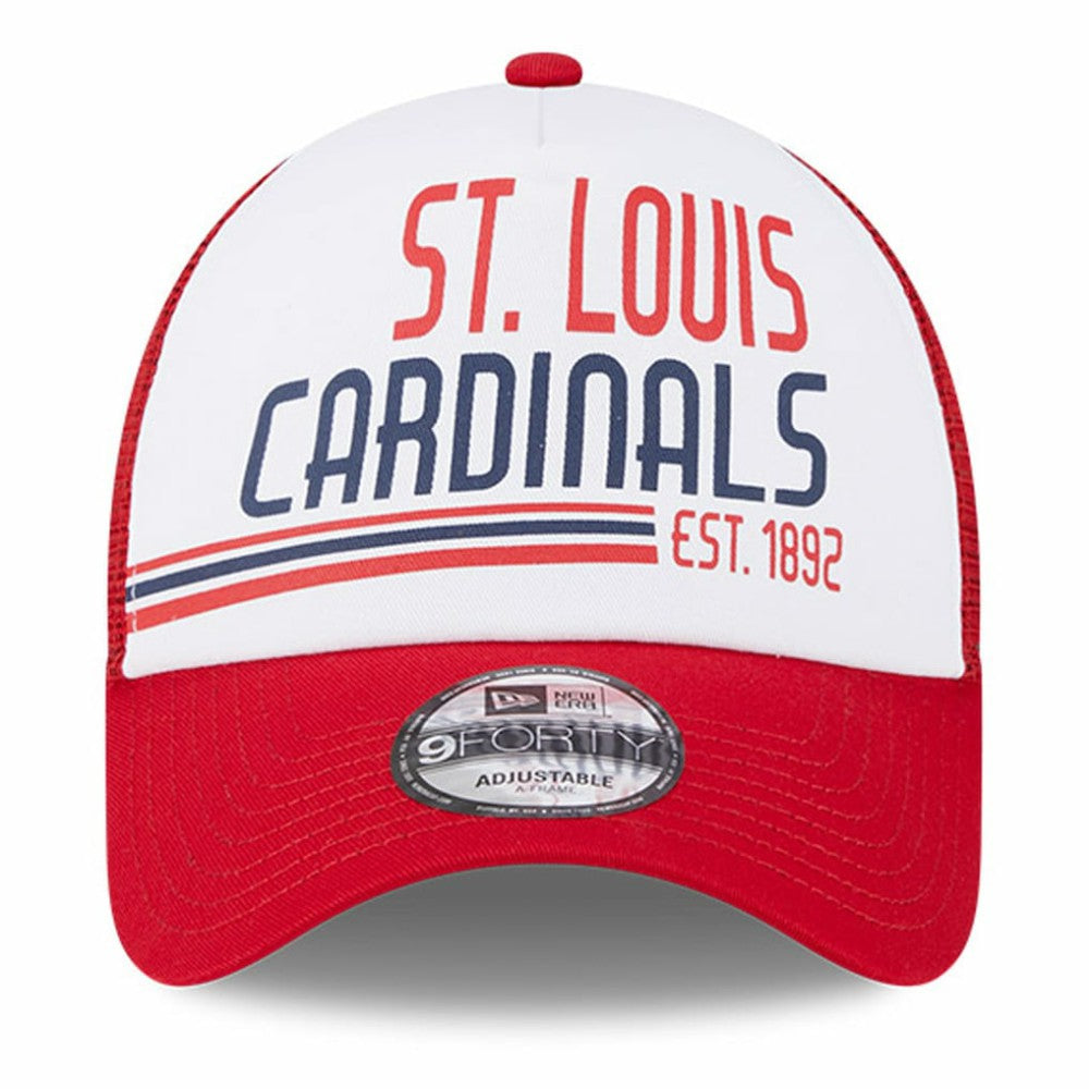 St. Louis Cardinals New Era Stacked A-Frame Trucker 9FORTY Adjustable Hat On Sale