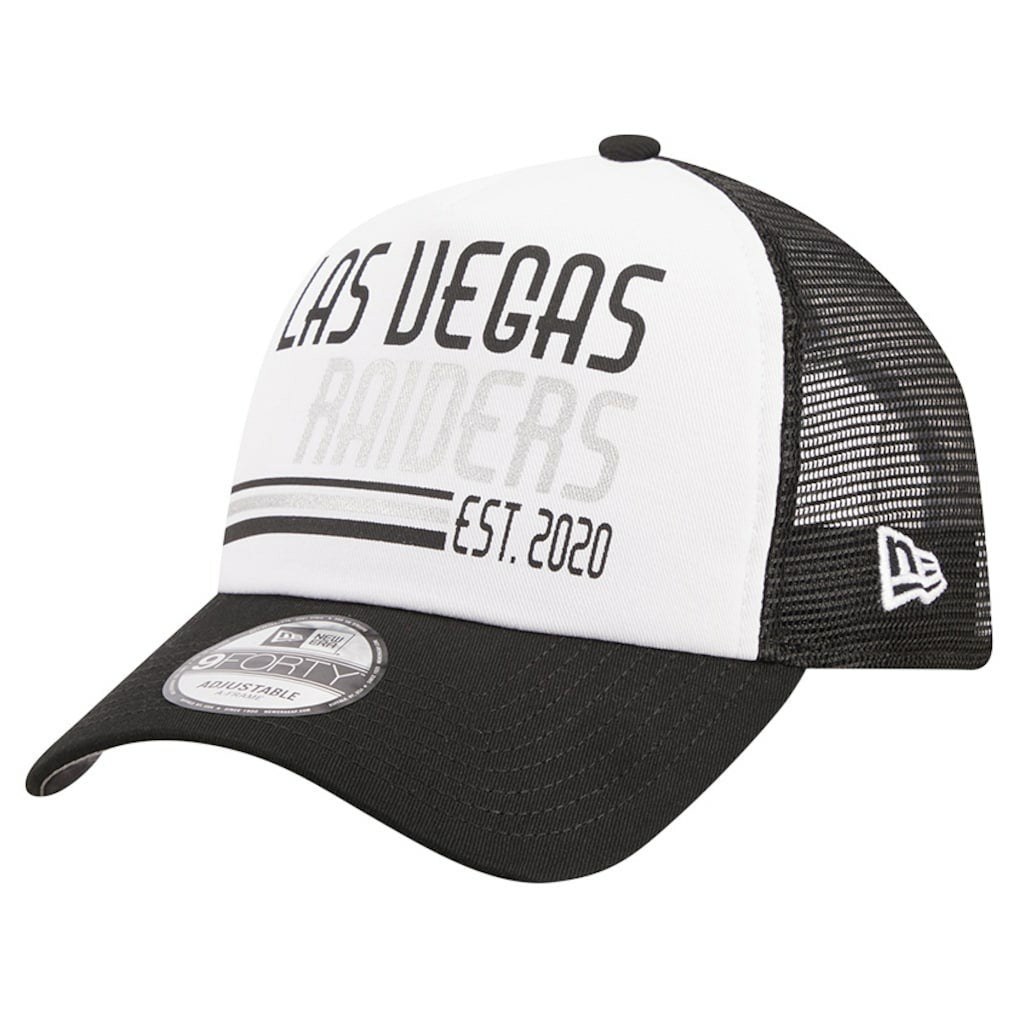 Las Vegas Raiders New Era Stacked A-Frame Trucker 9FORTY Adjustable Hat White/Black - NFL
