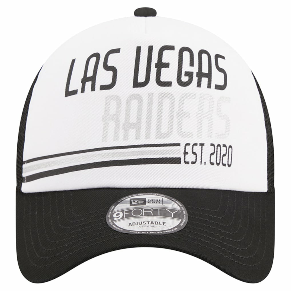 Las Vegas Raiders New Era Stacked A-Frame Trucker 9FORTY Adjustable Hat White/Black - NFL