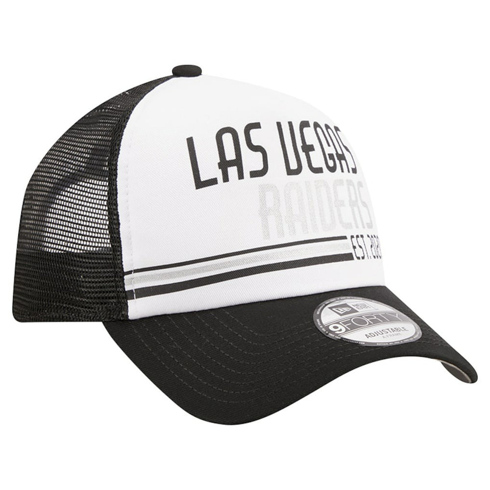 Las Vegas Raiders New Era Stacked A-Frame Trucker 9FORTY Adjustable Hat White/Black - NFL