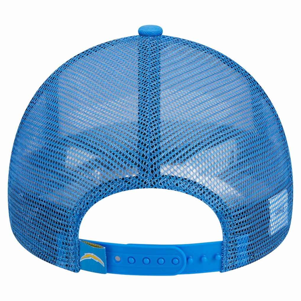 Los Angeles Chargers New Era Stacked A-Frame Trucker 9FORTY Adjustable Hat White/Powder Blue - NFL