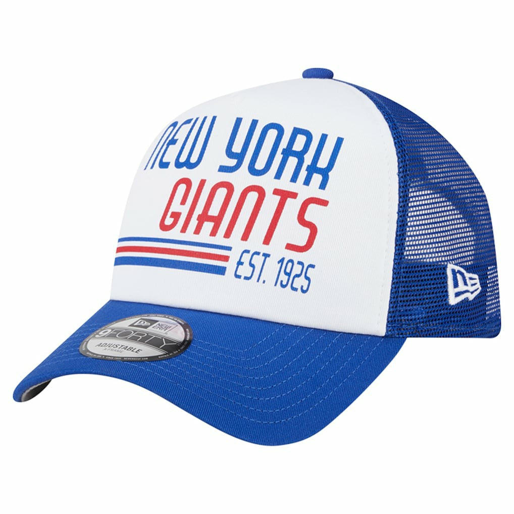 New York Giants New Era Stacked A-Frame Trucker 9FORTY Adjustable Hat White/Royal - NFL