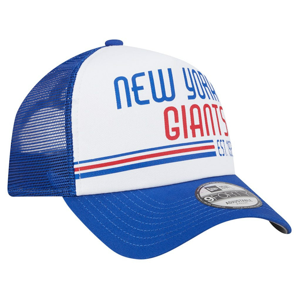 New York Giants New Era Stacked A-Frame Trucker 9FORTY Adjustable Hat White/Royal - NFL