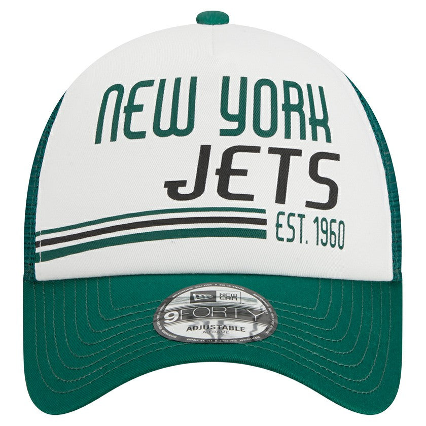 New York Jets New Era Stacked A-Frame Trucker 9FORTY Adjustable Hat White/Green - NFL