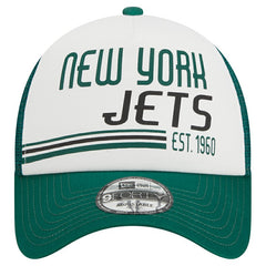 New York Jets New Era Stacked A-Frame Trucker 9FORTY Adjustable Hat White/Green - NFL