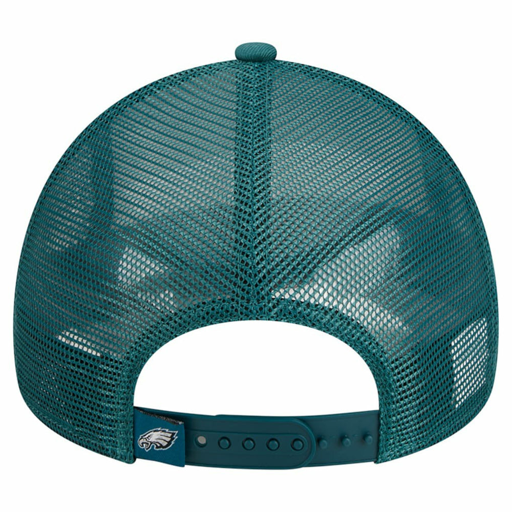 Philadelphia Eagles New Era Stacked A-Frame Trucker 9FORTY Adjustable Hat White/Midnight Green - NFL