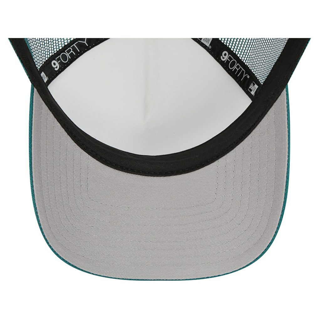 Philadelphia Eagles New Era Stacked A-Frame Trucker 9FORTY Adjustable Hat White/Midnight Green - NFL