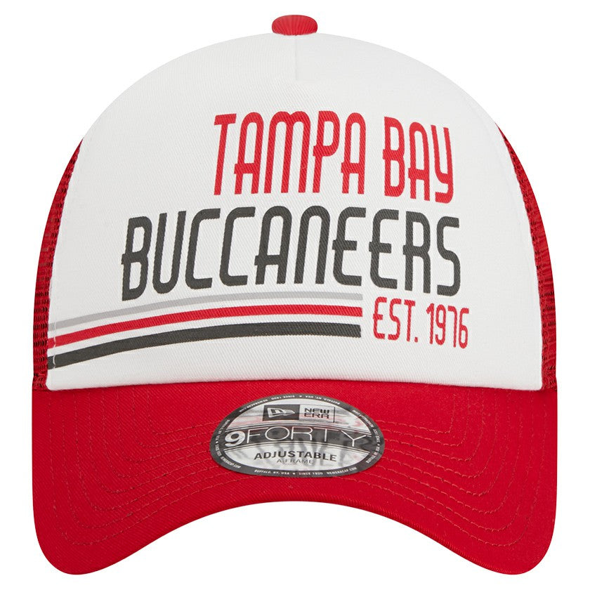 Tampa Bay Buccaneers New Era Stacked A-Frame Trucker 9FORTY Adjustable Hat White/Red - NFL