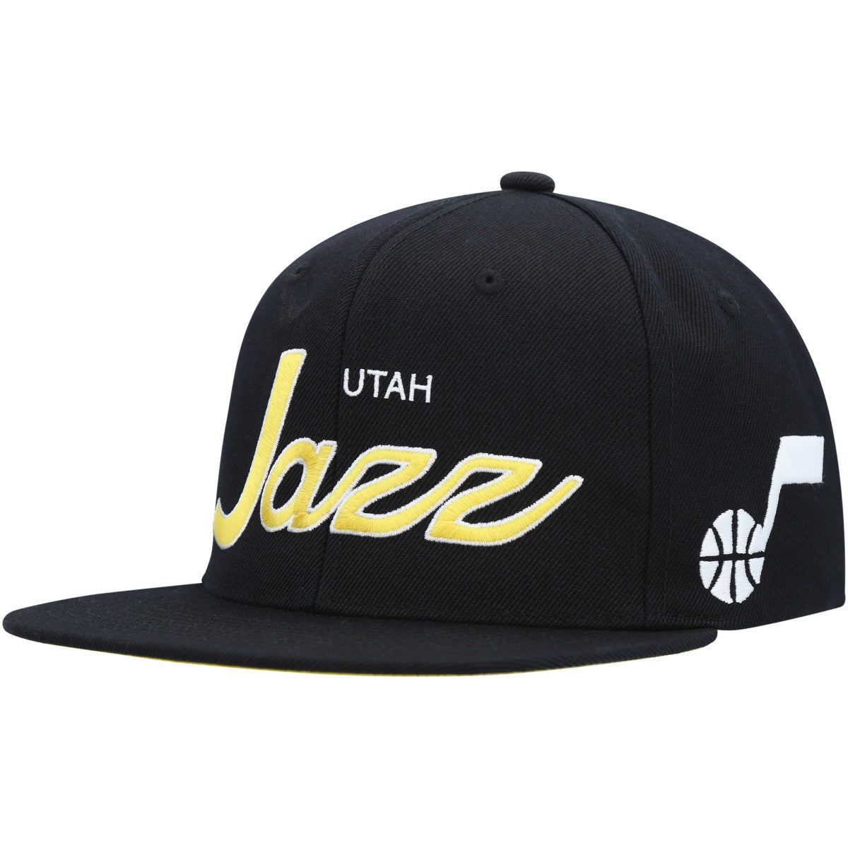 Mitchell & Ness - Utah Jazz Hardwood Classics Script 2.0 Snapback Hat - Black