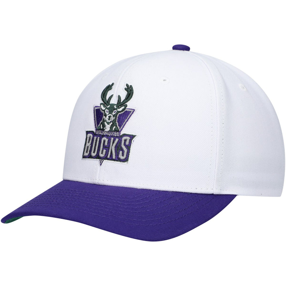 Mitchell & Ness - Milwaukee Bucks Hardwood Classics Core 2-Tone 2.0 Pro Snapback Hat - White/Purple