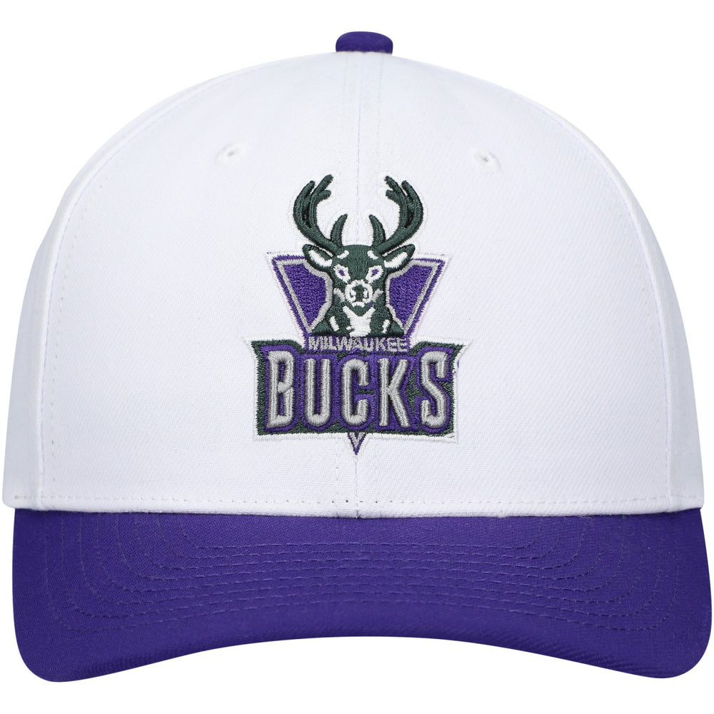 Mitchell & Ness - Milwaukee Bucks Hardwood Classics Core 2-Tone 2.0 Pro Snapback Hat - White/Purple
