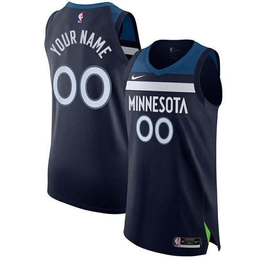 Minnesota Timberwolves Authentic Custom Jersey Navy - Icon Edition | NBA Jerseys