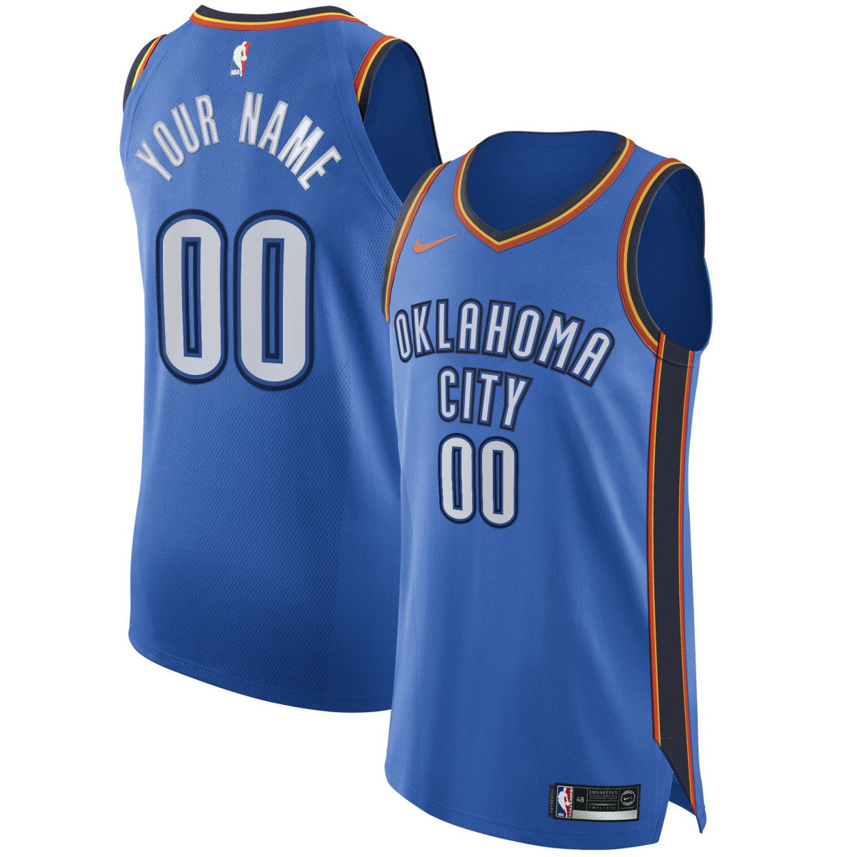 Oklahoma City Thunder Authentic Custom Jersey Blue - Icon Edition | NBA Jerseys