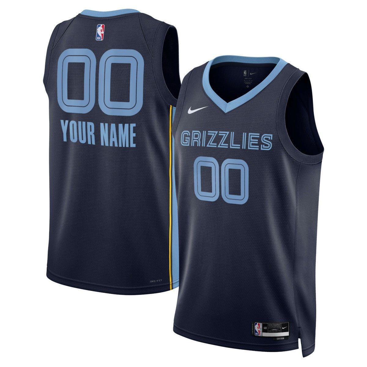 Memphis Grizzlies Unisex Swingman Custom Jersey Navy - Icon Edition | NBA Jerseys