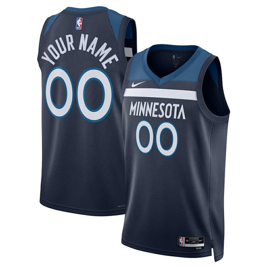 Minnesota Timberwolves Unisex Swingman Custom Jersey Navy - Icon Edition | NBA Jerseys