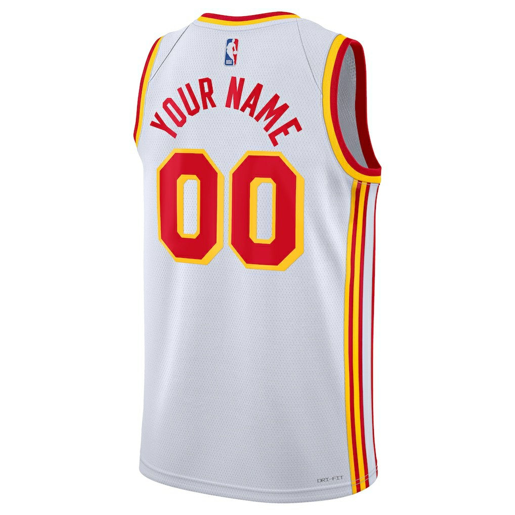 Atlanta Hawks Unisex Swingman Custom Jersey White - Association Edition | NBA Jerseys