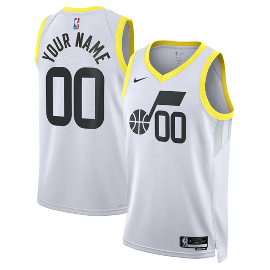 Utah Jazz Unisex Swingman Custom Jersey White - Association Edition | NBA Jerseys