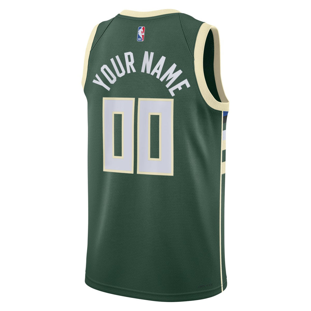 Nike - Milwaukee Bucks Unisex Swingman Custom Jersey Hunter Green - Icon Edition