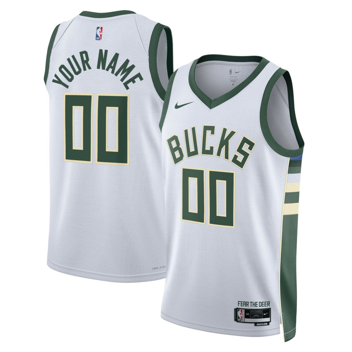 Nike - Milwaukee Bucks Unisex Swingman Custom Jersey White - Association Edition