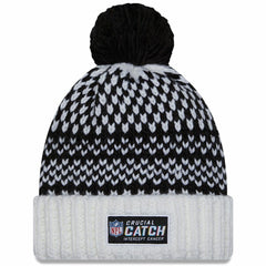 Los Angeles Rams New Era Women's 2023 NFL Crucial Catch Cuffed Pom Knit Hat Black/White - NFL
