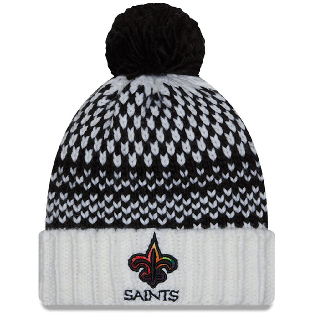 New Orleans Saints New Era Women's 2023 NFL Crucial Catch Cuffed Pom Knit Hat Black/White - NFL