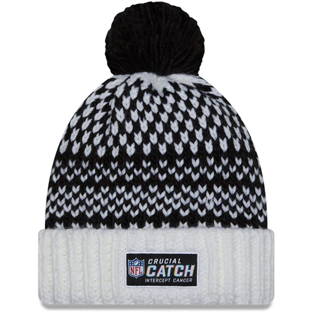 New Orleans Saints New Era Women's 2023 NFL Crucial Catch Cuffed Pom Knit Hat Black/White - NFL