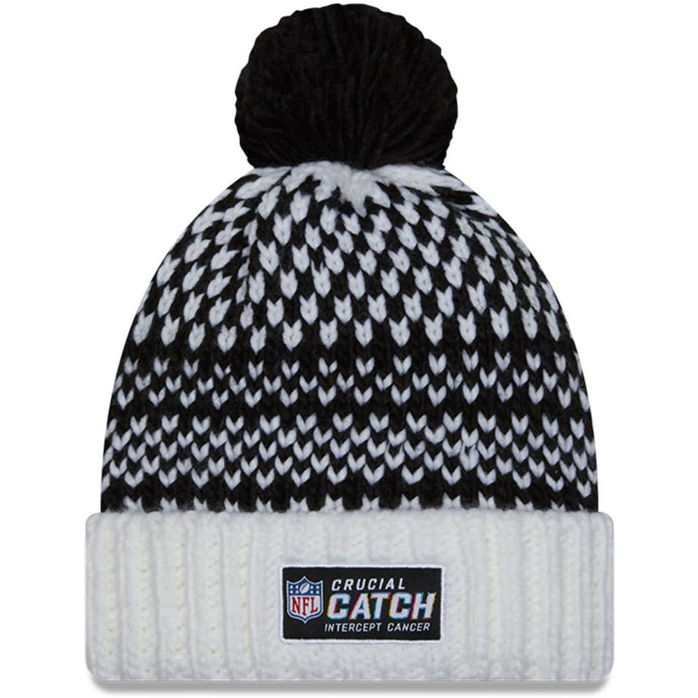 New Orleans Saints New Era Women's 2023 NFL Crucial Catch Cuffed Pom Knit Hat Black/White - NFL