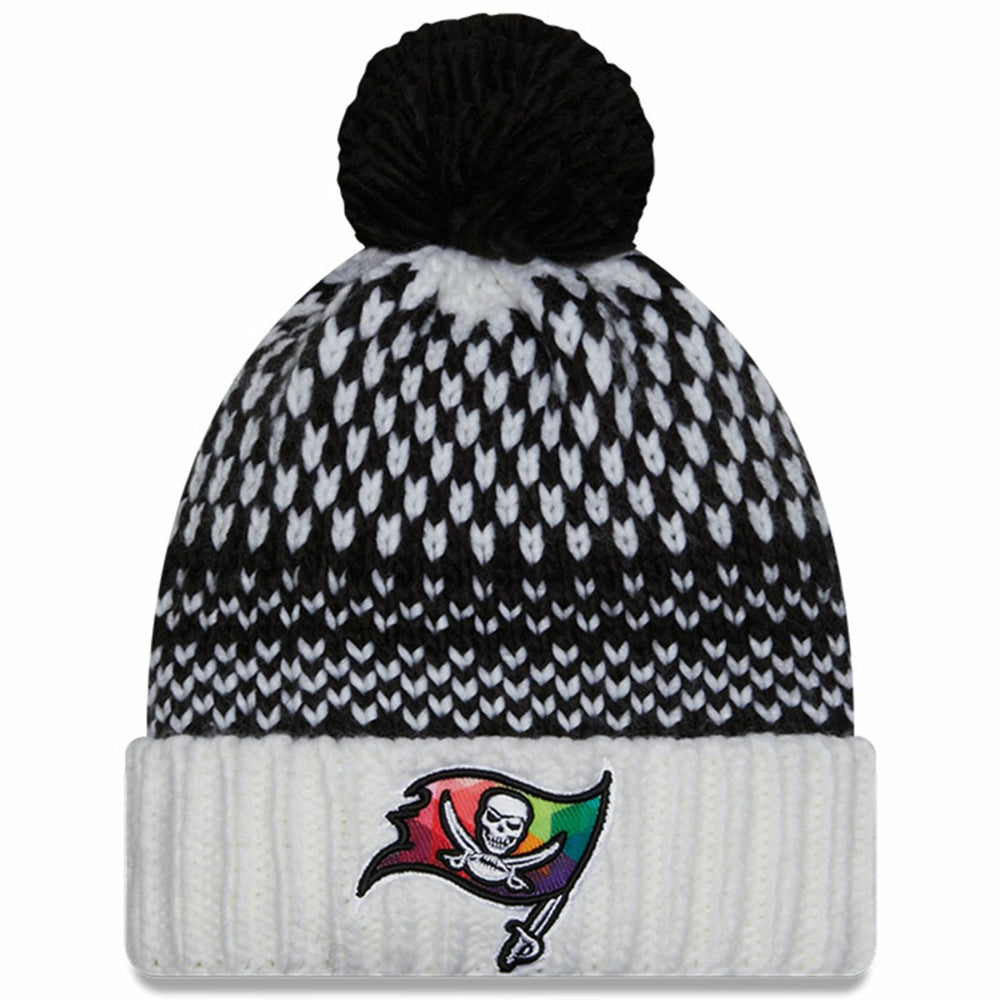 Tampa Bay Buccaneers New Era Women's 2023 NFL Crucial Catch Cuffed Pom Knit Hat Black/White - NFL