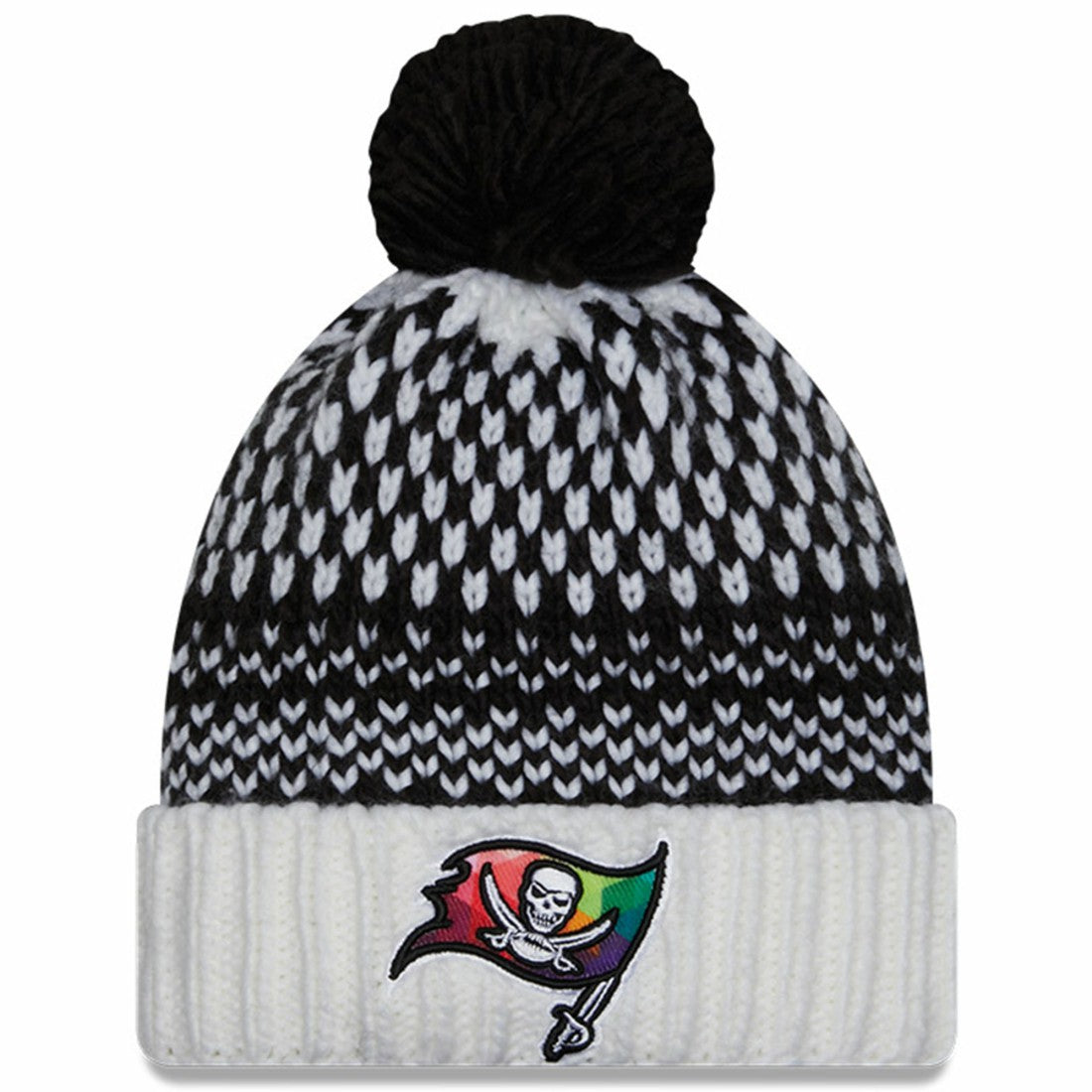 Tampa Bay Buccaneers New Era Women's 2023 NFL Crucial Catch Cuffed Pom Knit Hat Black/White - NFL